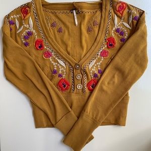 Free People long sleeve embroidered shirt